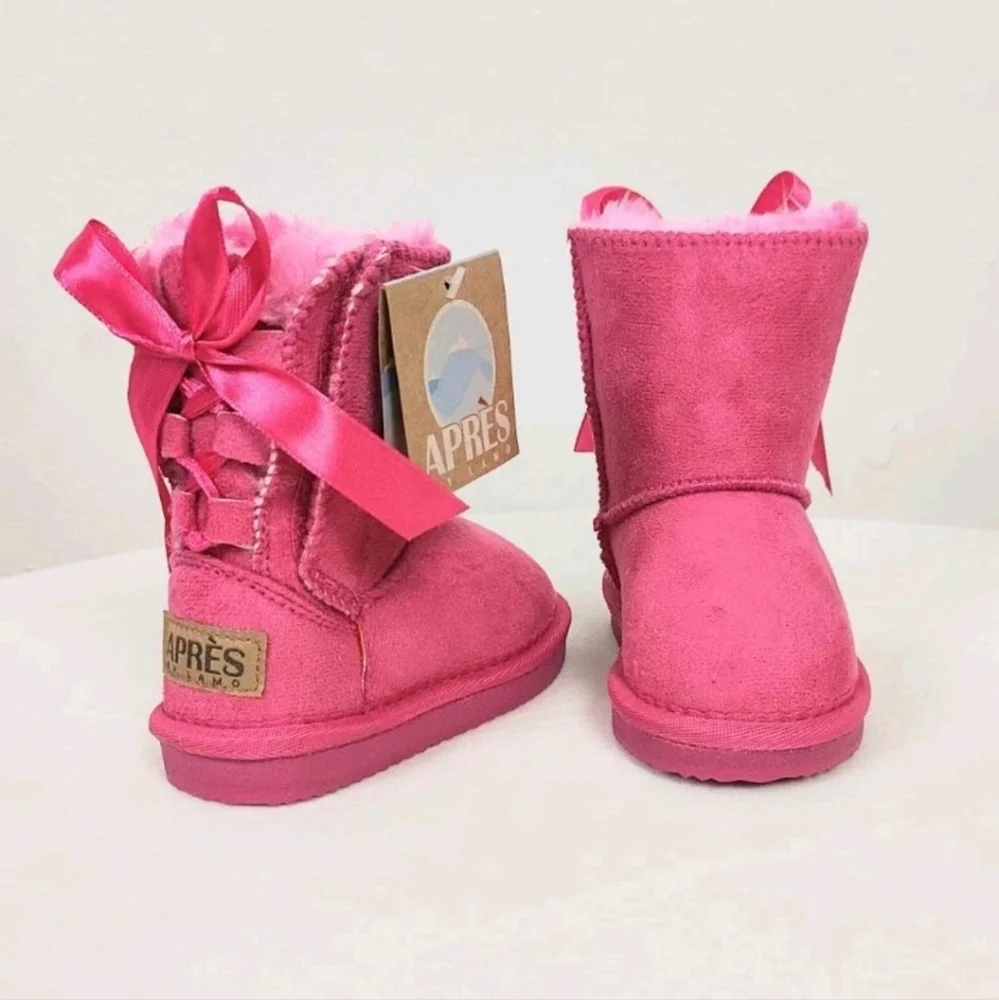 NEW! Apres By Lamo Fur Boots Baby Girl's Size 6C Outdoor Pink Winter Booties